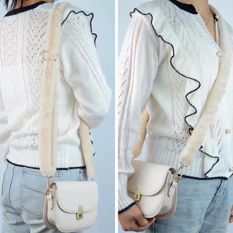 Tracolla Lunga Regolabile in Peluche Sintetico di Coniglio Sostitutiva per Borsa a Spalla o Crossbody da Donna Accessorio Moda per Borsa