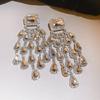 European and American Silver Needle Diamond-encrusted Round Fringed Stud Earrings French Light Luxury Earrings Niche Design Earrings