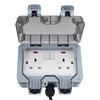 2 Gang Outdoor Electrical Outlet IP66 Water Proof Wall Mounted Power Outlet with Indicator Light