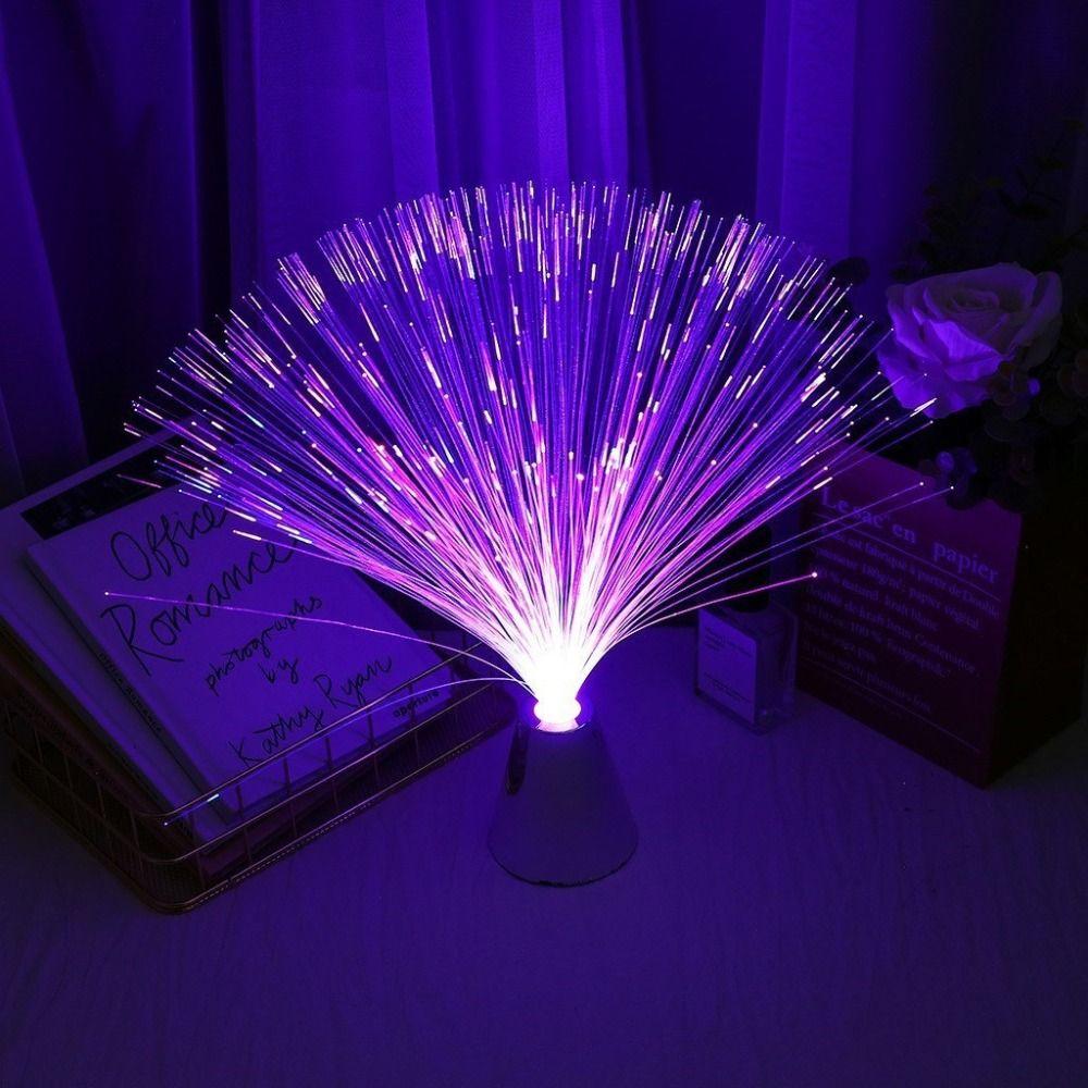 Colourful Changing Fiber Optic Lamp Cone Base Mood Night Light LED Fiber Optic Light Bedroom