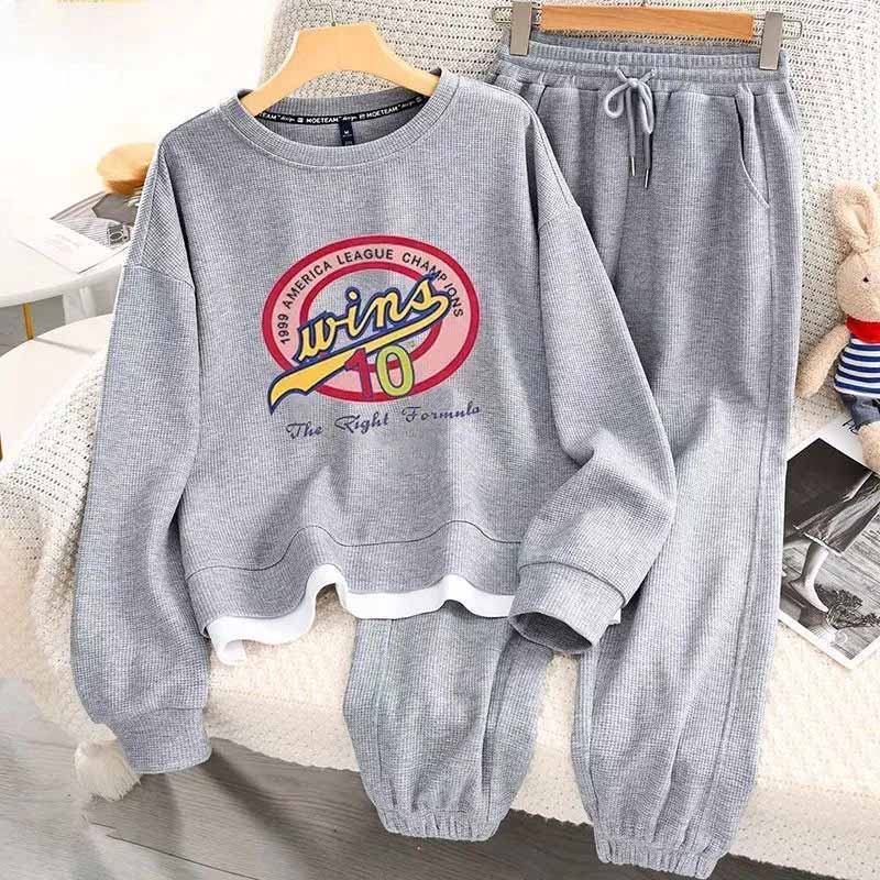 Women Suits Sets Large Size Pullover Sweatshirt Pants Thickened Top Longs Pants Two-piece Oversize 2PC Suit