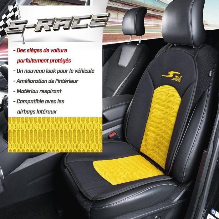 Housses de sièges - s-race - jaune - universel - compatible airbag latéral