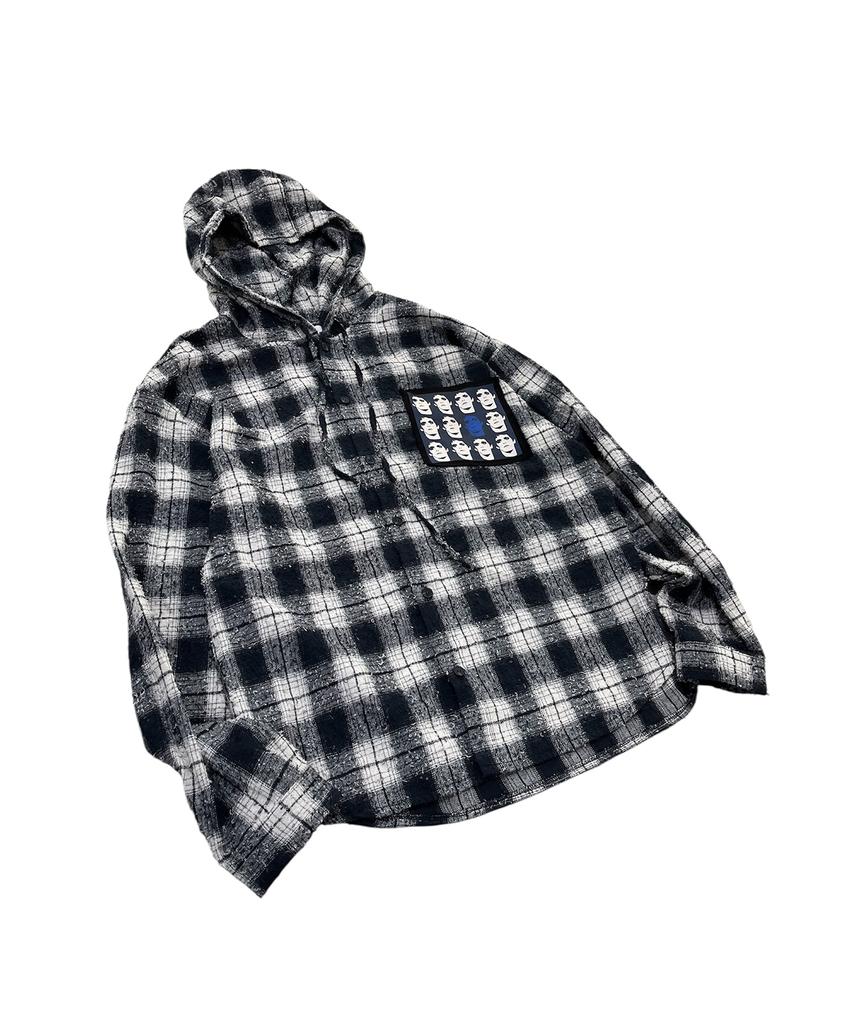 SK8ER ROCK Noise Check Hood Shirt (Navy*Ivory)