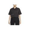 Nike Sportswear Dri-FIT Tech Pack Solid Zip-Detail Woven Short-Sleeve Shirt Women Tops Black DV8241-010