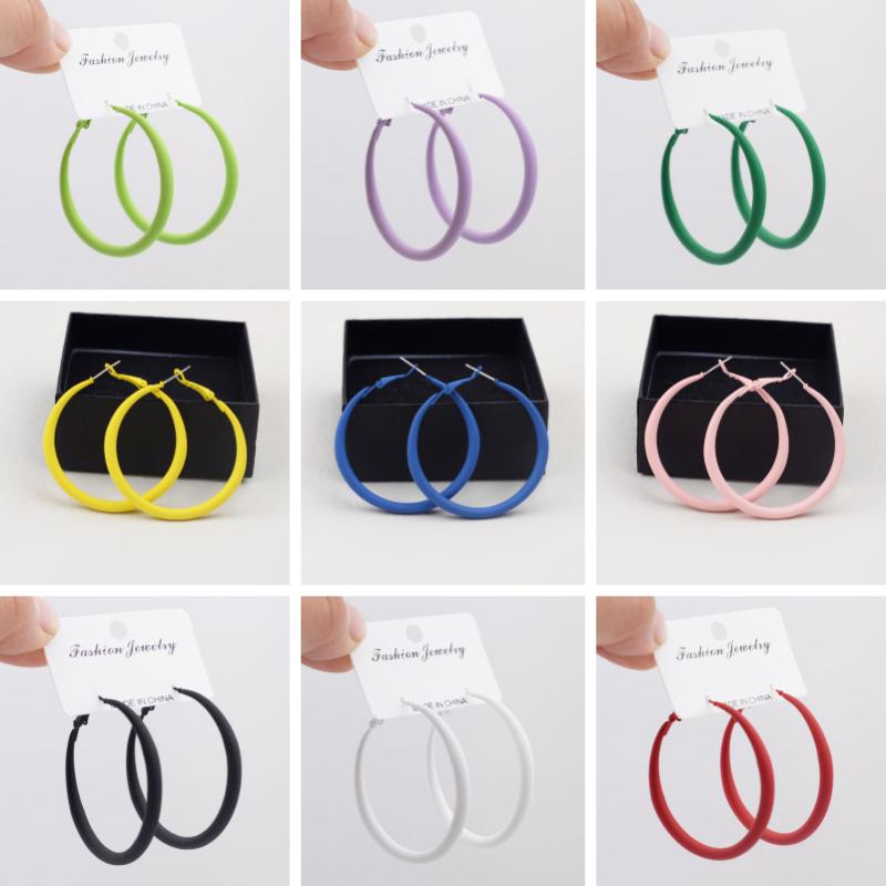 Favorite Toy Women's Red/Pink/Blue Fashion New Hoop Earrings Green Smooth Loop Earrings For Exaggerated Ear Zircon Unusual Earrings