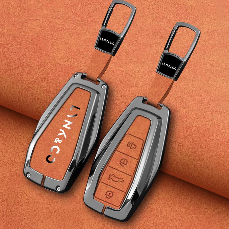 Premium Metall Schutzhülle für Lynk & Co 01 PHEV Schlüssel, Anti-Fall Schale mit Schnallenverschluss für Männer und Frauen