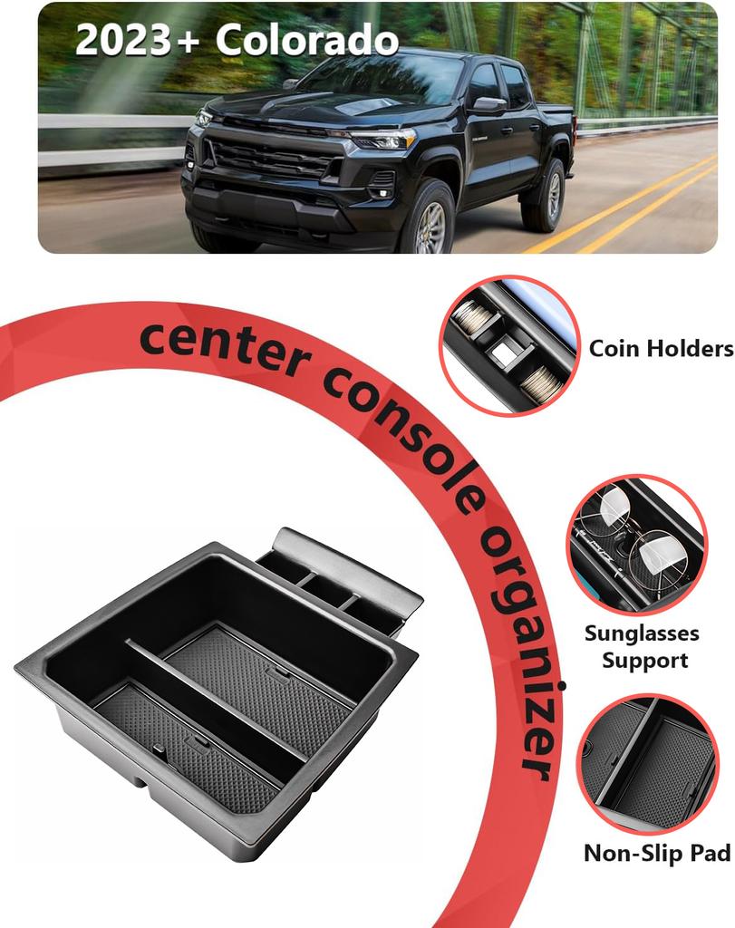 Center Console Tray Organizer for Chevrolet Colorado & GMC Canyon 2025 2025 Accessories Armrest Box Storage Car Tray Storage Box