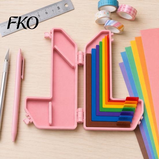 Scrapbooking Alignment Guide 7Pcs/Set Paper Crafting Guides, Color Coded Tools with Storage Case, Spacing Ruler for Crafts Layering And