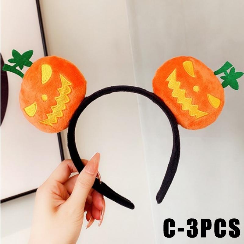 Devil Pumpkin Headband Hair Hoop, Halloween Costume Funny Cartoon Horn Hair Accessory for Party Performance & Festival Decor
