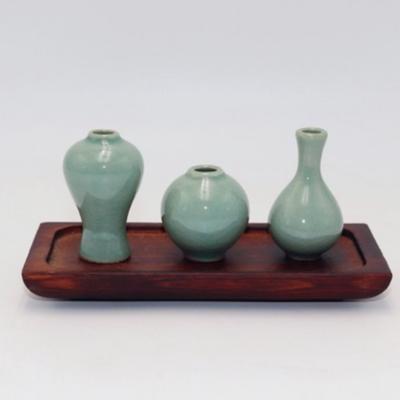 Miniature Mini Porcelain Celadon 3-Piece Set Decoration