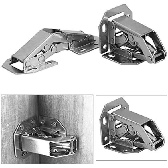 10PCS Cabinet Hinges, 90 Degree 3 Inch Stainless Steel Soft Closing Door Hinge No-Drilling Hole Cabinet Hinge Bridge Shaped Spring Full Overlay