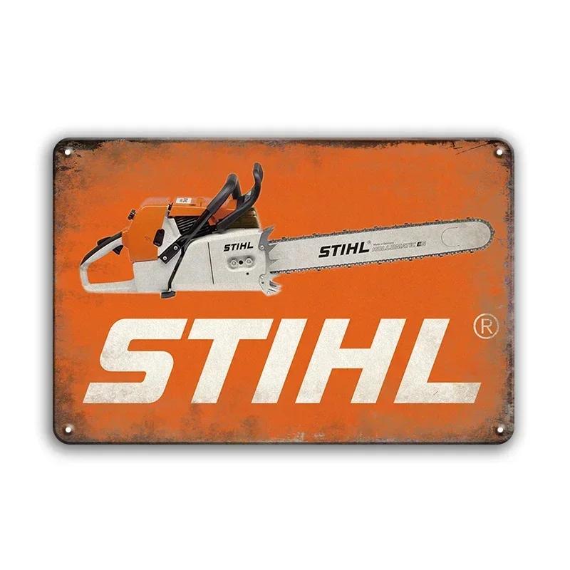 Retro Tool Stihl Brand Metal Sign Vintage Style Plate Plaque Great for Rustic Wall Decor Enhancement in Man Cave Home Garage