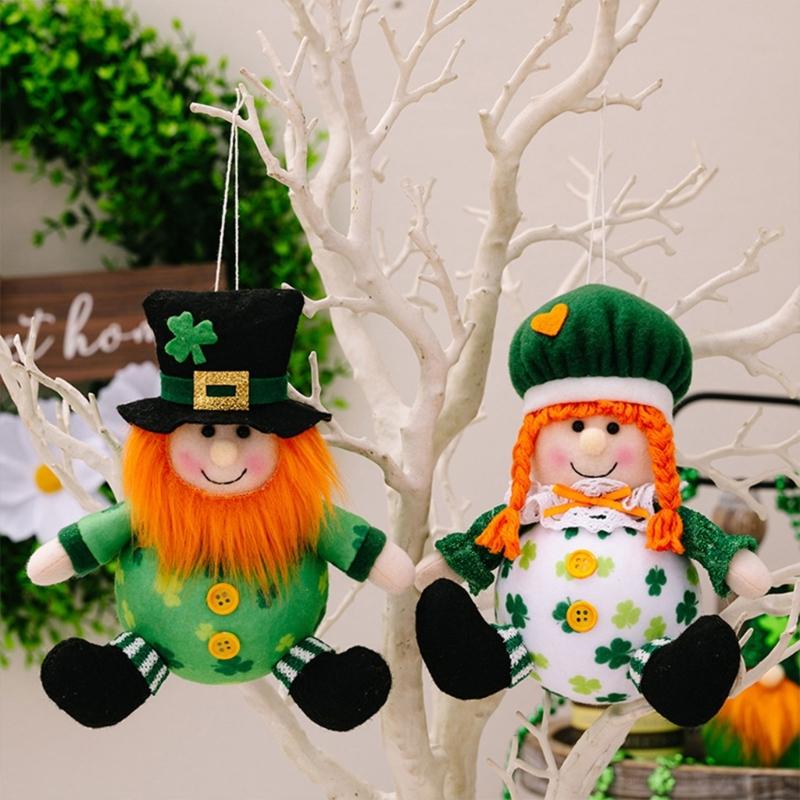 Patricks Day Ornament Leprechauns Doll Hangings Pendant for Festival Parties Tree Hangings Decorations Toy for Kids Boy Girl