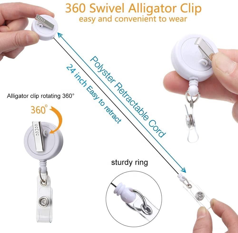 Custom Medical Nurse Accessories Rhinestone Felt Retractable Badge Reel With Alligator Clip Brooch Pins
