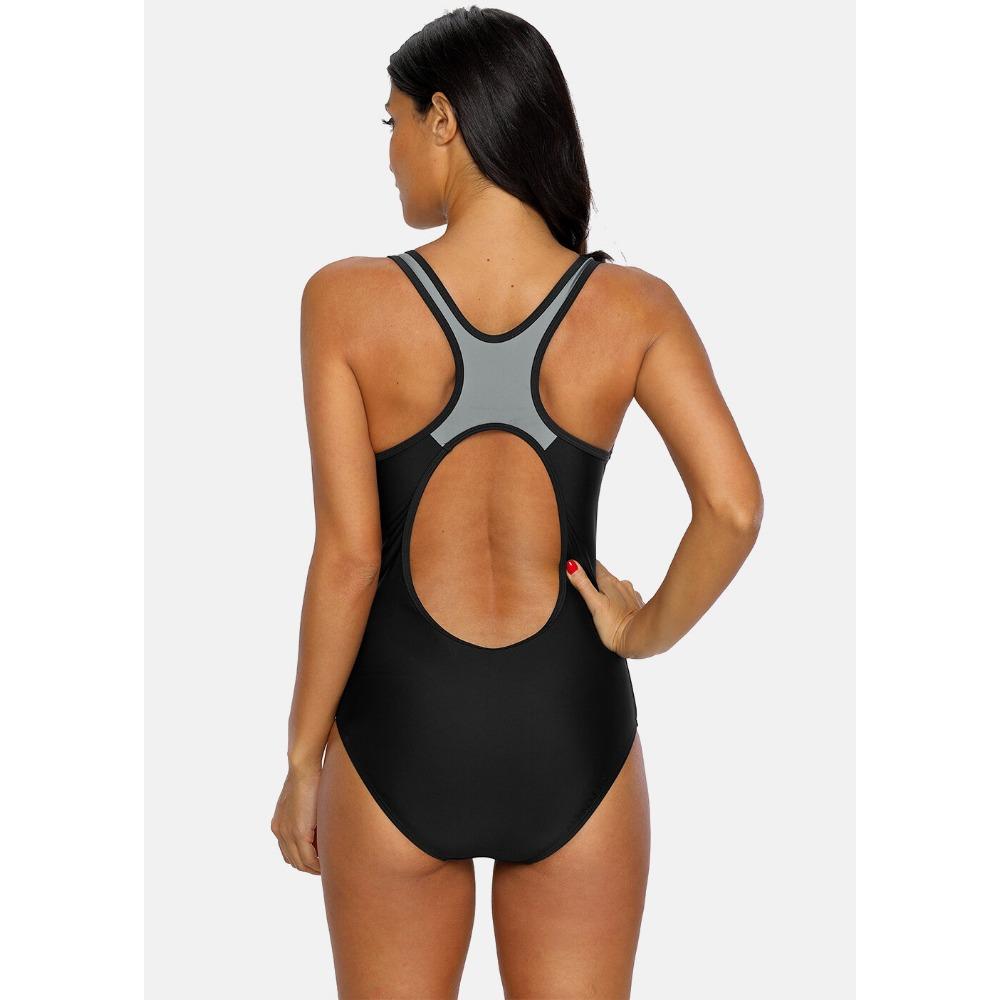 One Piece Women Sports Swimwear Striped Swimsuit Women Beach Wear Bathing Suit CLE