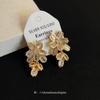 Five-petaled Flower Zircon Flower Earrings, Light Luxury Stud Earrings, Fashion Design, High-end Ear Clips, Mosquito Coil Disc Earrings, No Earrings.