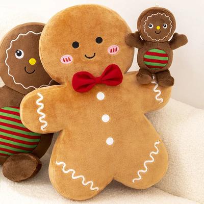 New Year Christmas Cute Gingerbread Man Stuffed Toy Stuffed Doll Comfort Doll Cookie Man Throw Pillow Home Decoration Gift