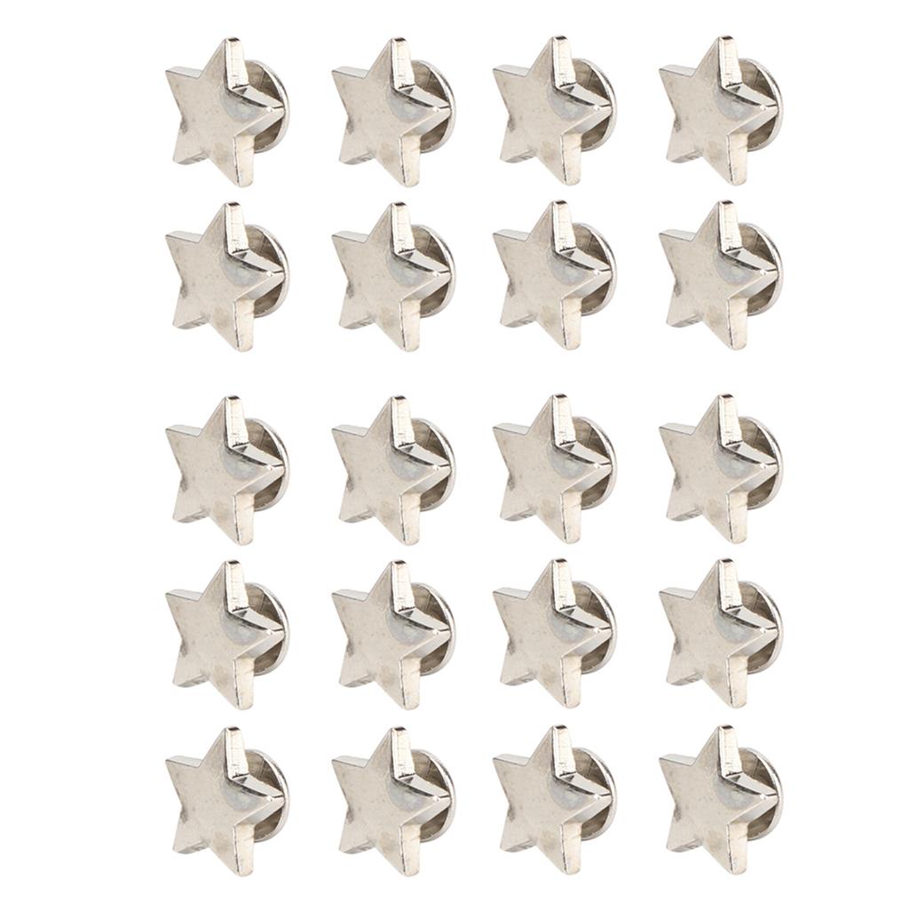 20Pcs Star Shape Rivet Stud Button DIY Clothes Shoes Decoration Accessories with Screws