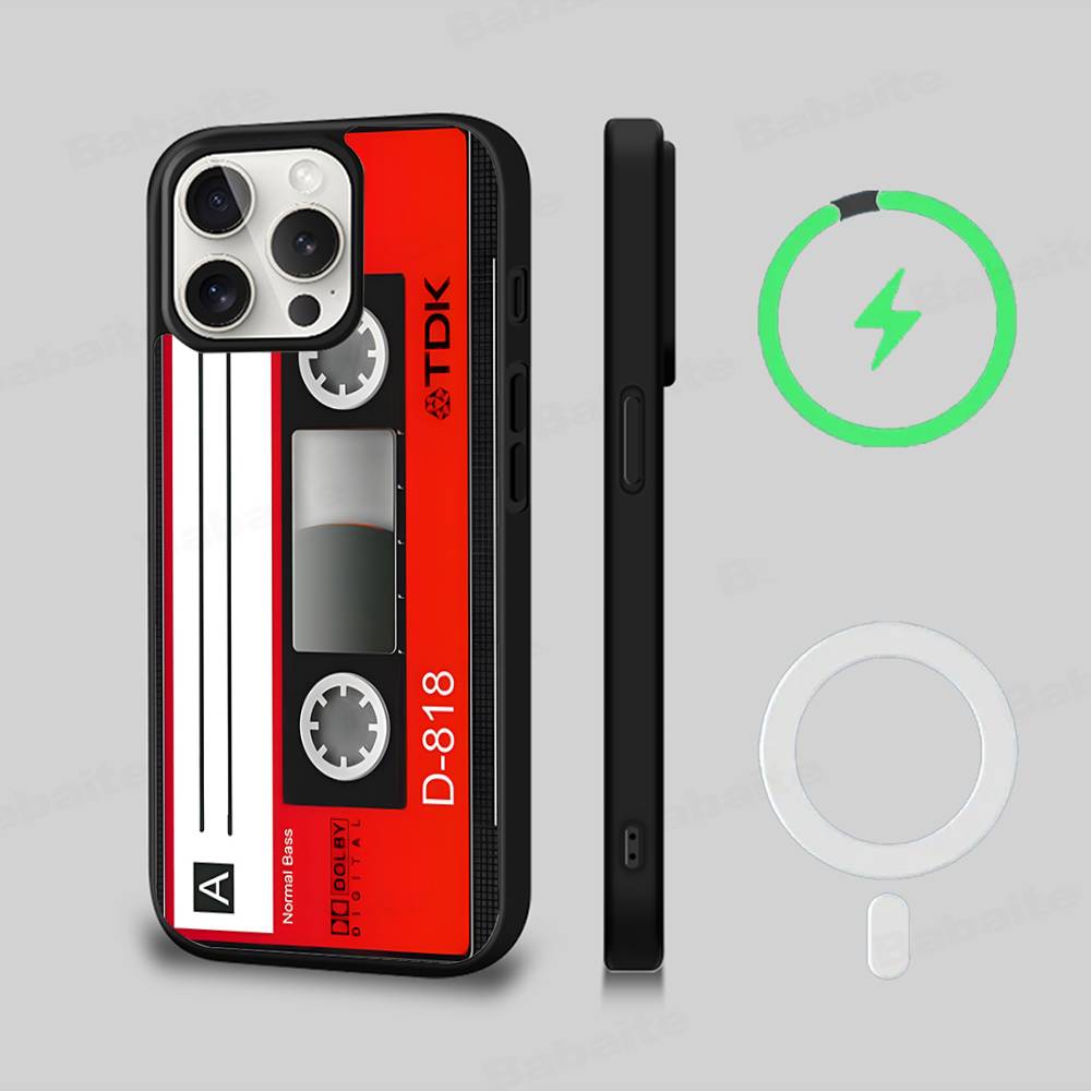 Magnetic Radio Tape Cassette For Magsafe Magnetic Wireless For IPhone 17 Pro Max 15 Plus 14 13 12 11 16 Pro Phone Case