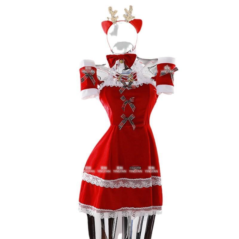 Lingyan Christmas Bunny Girl Red Dress Cosplay Outfit - Festive & Alluring New Year Set