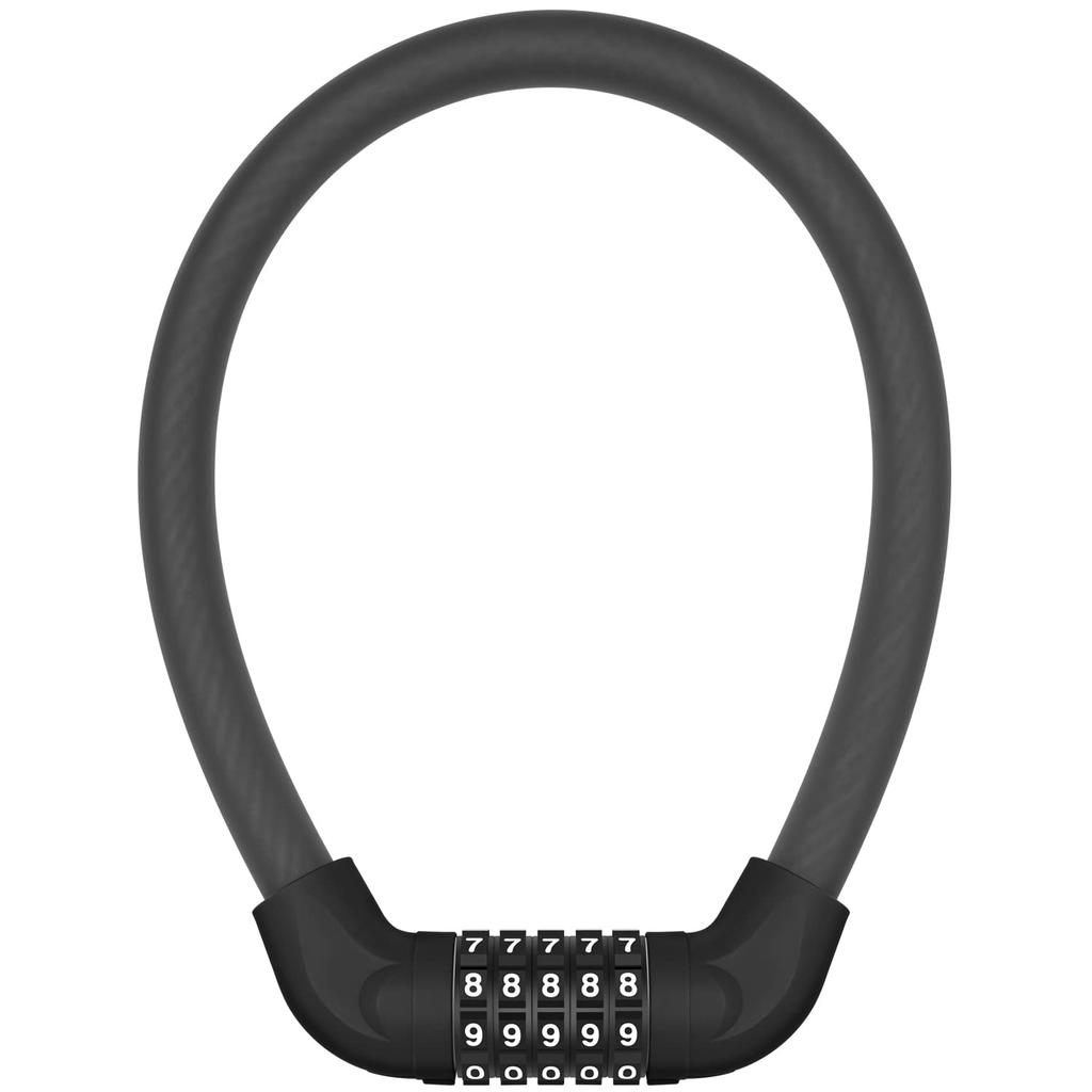 Bicycle Dial Wire Electric Bicycle Lock Lock, 5-Digit Lock, Lock, U-Shaped Lock, 17.3mm Thick, Cut-Resistant, Anti-Theft, Multi-Purpose (57cm - Black)