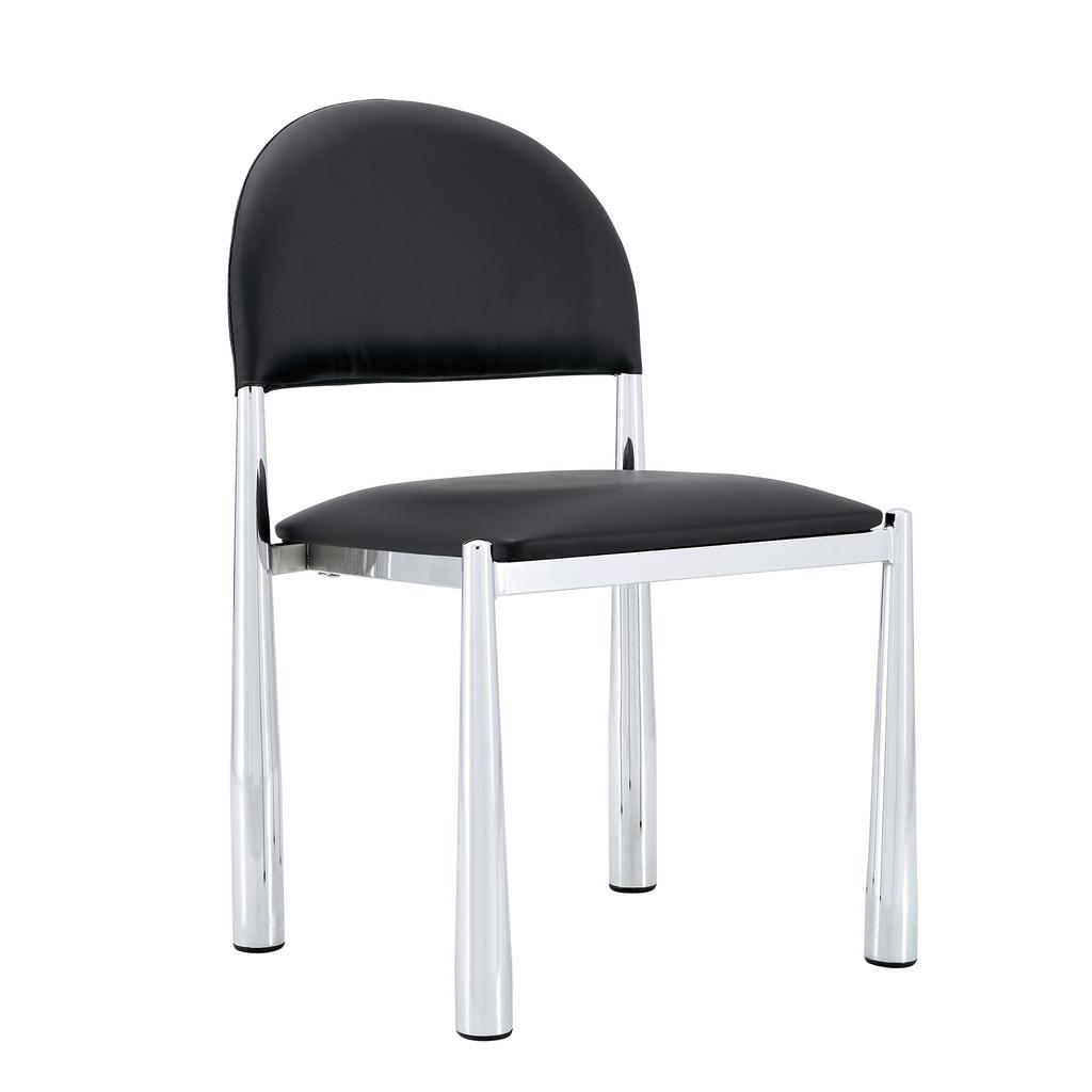 Set of 2 Modern Dining Chairs, Upholstered Chair with Semi-Circular Backrest, PU Leather & Metal Legs, Chairs Only Included, No Table, 80cm High