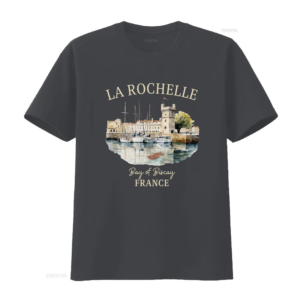 La Rochelle T-Shirt Weich Frankreich Urlaubsbekleidung Souvenir Vintage Gewaschen Vielseitiges Oberteil Für Den Alltag Dehnbar Atmungsaktiv