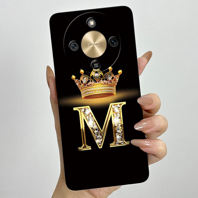 Custodia Per Honor Magic 8 Lite Corona Lettera Iniziale Morbido Silicone Liquido Cover Antiurto Coque Per Honor Magic8 Lite 5G Custodia Funda
