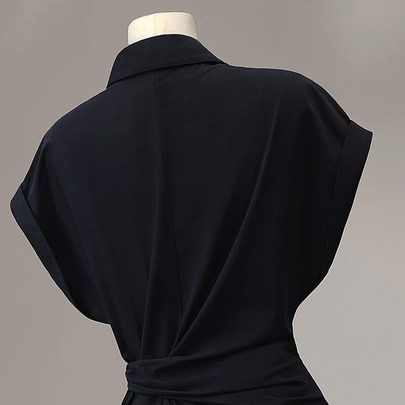 Women's Lapel Solid Color Sleeveless Commuter Shirt