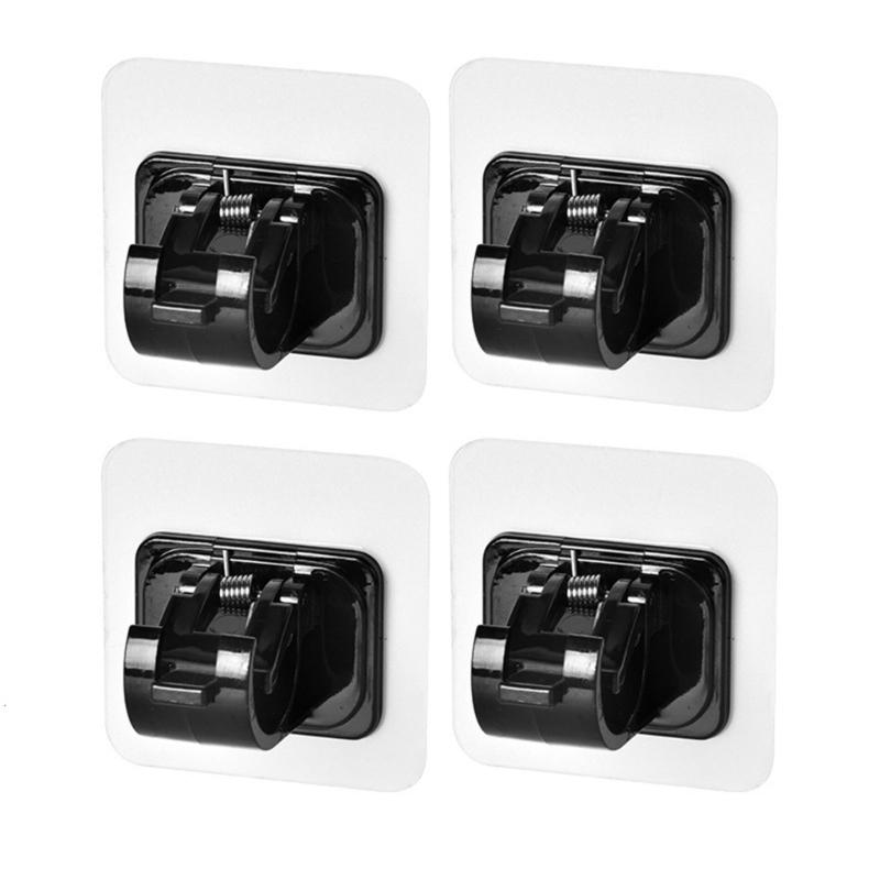 Clear Black Curtain Rod Holders Pack of 4 No Drilling Self-Adhesive Curtains Or Towel Rail Hooks for Hanging Curtains