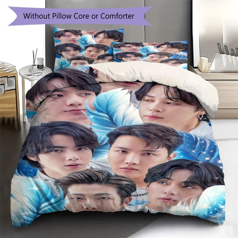 Kpop Boygroup 3-teiliges Bettbezug-Set, Bettwäsche-Set mit Idol-Porträt-Druck, Schlafzimmer Heimtextilien Dekor Ohne Kissenkern Decke Für Popmusik-Fans