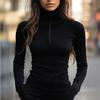 2026 Spring Women's Cashmere Protein Zipper Neck Ski Jacket Liner Pullover - Warm Outdoor Sports Base Layer Top