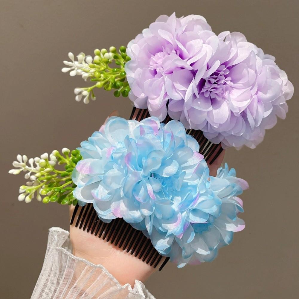 Sweet Flowers Hairpin Headwear Chignon Hair Clips Handmade Floral Hair Comb Daily