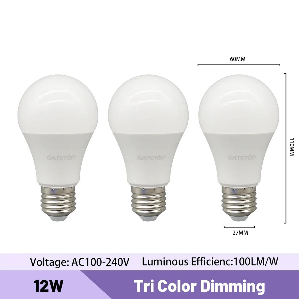 3pcs E27 B22 Energy Saving 3 Color Temperature CCT Bulb AC110V 220V 18W 24W Memory Function Color Temp Reset Light for Bedroom