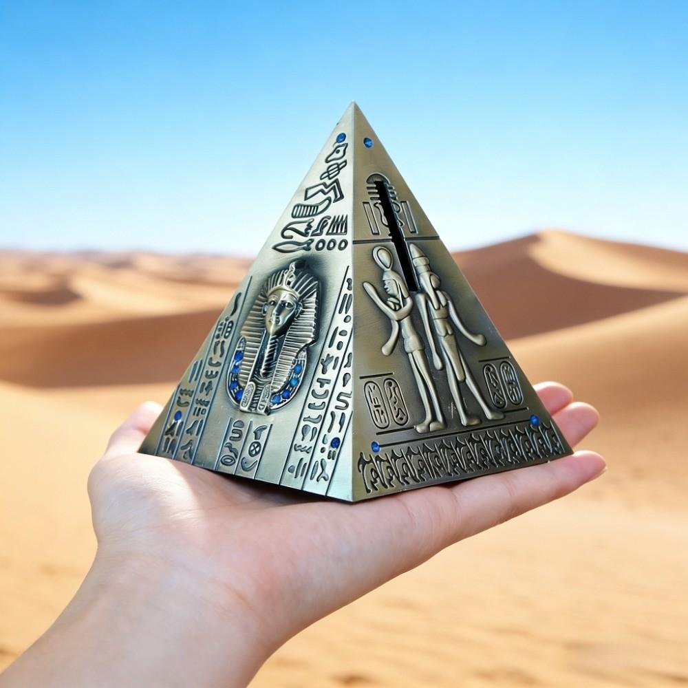Alloy Egyptian Pyramids Figurine Savings Can Durable Multi-purpose Pyramid Statue Piggy Money Bank Electroplate Retro