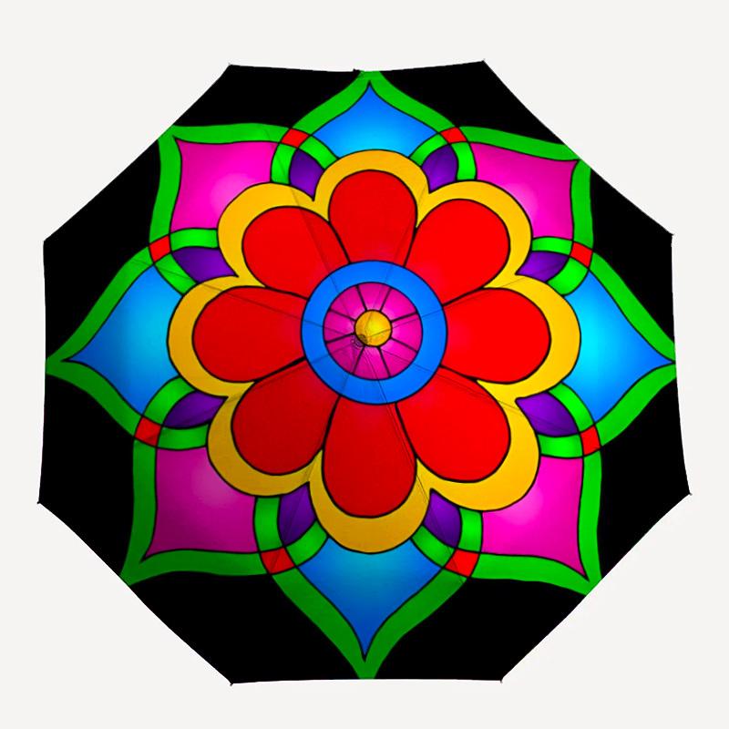 

1PC Colorful Flower Design Automatic Open/close Umbrella with 8-Rib Structure for Women/Men, All-Season Use - Travel Essential, Stylish Accessory, Hig