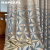 1 stk NAPEARL Europeisk Stil Moderne Blå Hul Jacquard Komfortable Gardiner for Stue Soverom Hjemmedekor