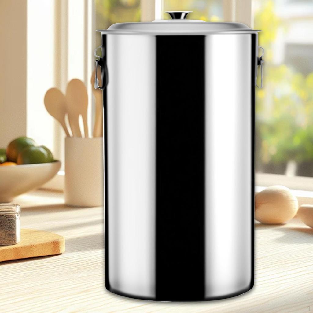 Stainless Steel Bucket with Lid Water Barrel Practical, Large Capacity, Heavy Duty Milk Pail Liquid