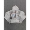 FolwStreet Streetwear Druck Y2K Kapuzenpullover Herren Damen Reißverschlusstasche Kapuzenpullover
