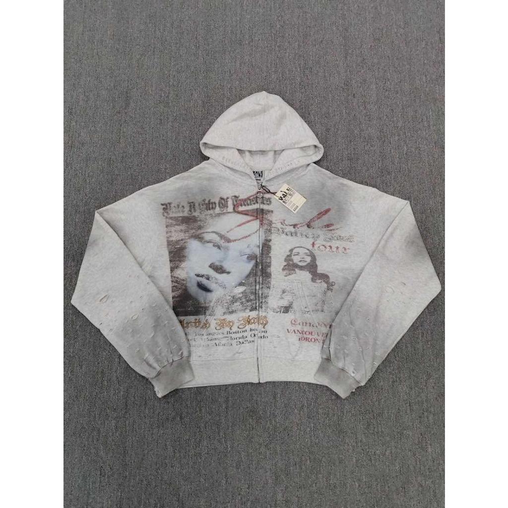 FolwStreet Streetwear Druck Y2K Kapuzenpullover Herren Damen Reißverschlusstasche Kapuzenpullover