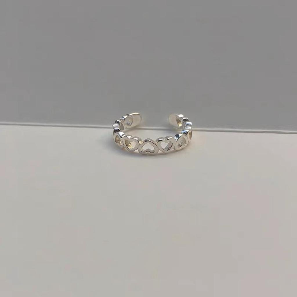 Серебряное кольцо Beixi s925 стерлинговое, простое, геометрическое, в форме сердца, для женщин Adjustable