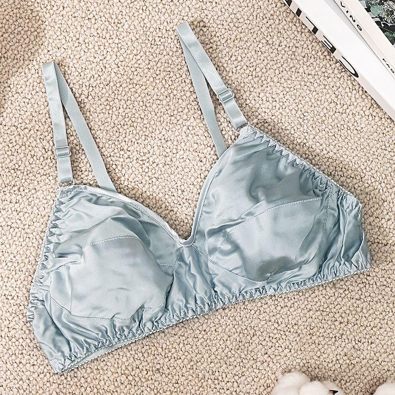 Thin Silk Sponge Bra Plus Size Wired Seamless Underwear Lace Breathable Brassiere