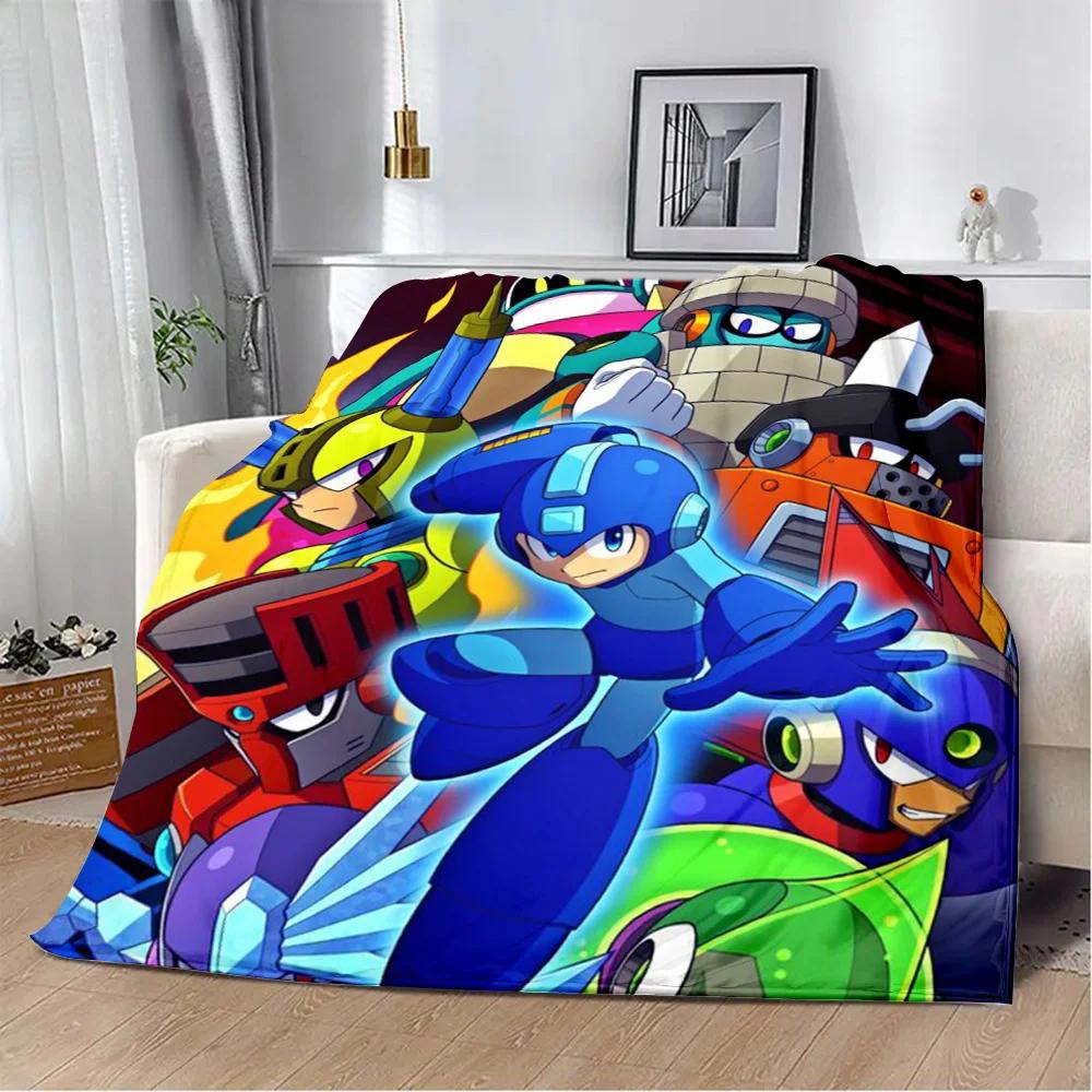 Cartoon Rockman Game Megaman Printed Blanket Picnic Blankets Warm Blanket Soft and Comfortable Blanket Home Travel Birthday Gift