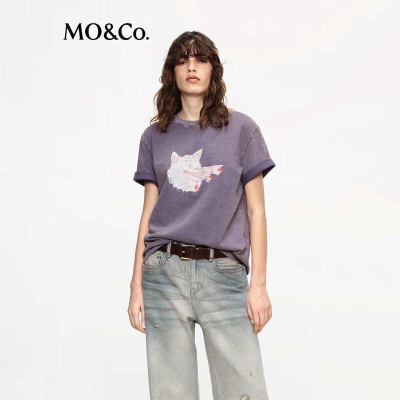 MO&Co. Women s Kitten Print Cotton T-Shirt XS