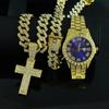Herren 15mm Diamant Cuban Link Kette Armband Set Hip Hop Modisch Königin Anhänger mit Vollständigen Modeketten Halsketten