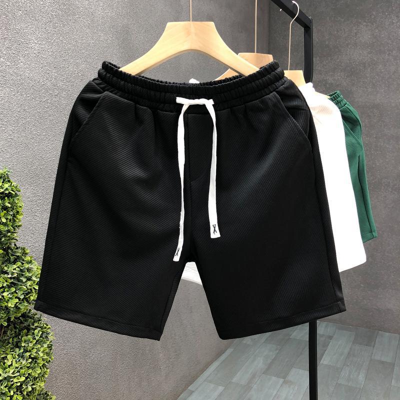 Men's Versatile White Summer Beach Shorts - Trendy Solid Color Loose Fit Sports Pants
