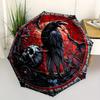 1pc Raven Skull Stained Glass Automatic Open/close Folding Umbrella, Compact Portable Travel Umbrella, Perfect Birthday/Christmas, Cute Umbr