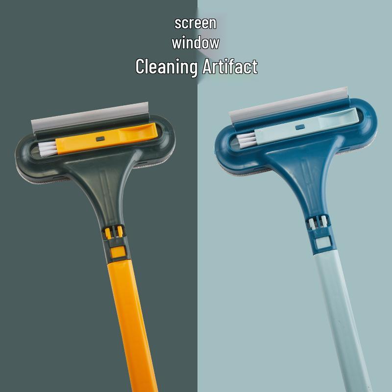 Multi-Use Long-Handled Screen & Glass Cleaning Brush with Squeegee