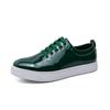 Spring Autumn Leather Sneakers High Quality Patent Leather Casual Shoes Lace Up Green Fashion Designer Leather Brogues Shoes