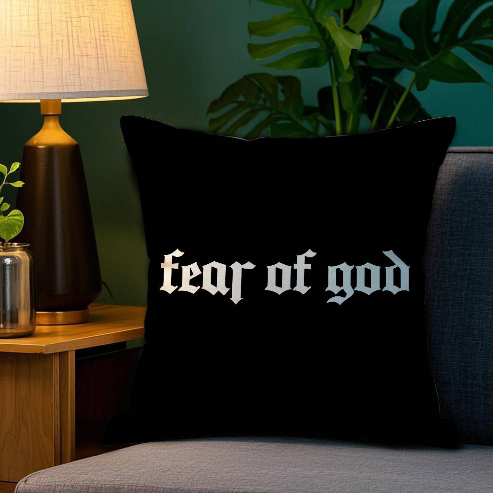 F-Fear Of God Pillow Case Anti-dustmite Pillowcase Invisible Zipper Silky Short Plush Sofa Cushion Cover